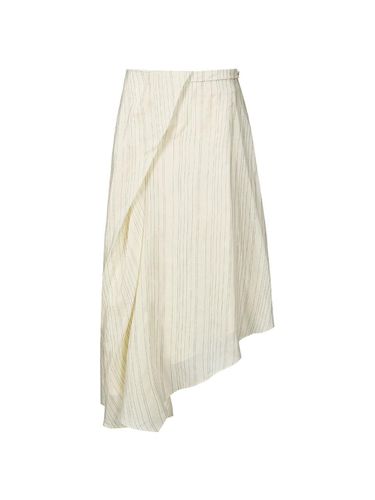 ASYMMETRIC WRAP MIDI SKIRT (CREAM) - YCH - Modalova