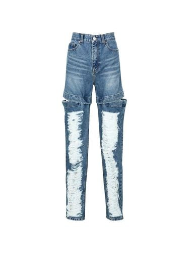 DISTRESSED CUTOUT STRAIGHT LEG JEANS () - YCH - Modalova