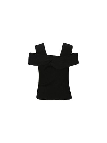 TWISTED DETAIL KNITTED TOP (BLACK) - YCH - Modalova