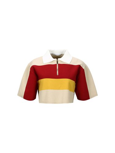 STRIPED KNIT CROPPED TOP (RED) - YCH - Modalova