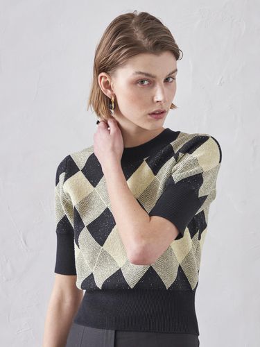 ARGYLE HALF SLEEVE KNIT_BLACK - Maison de Ines - Modalova