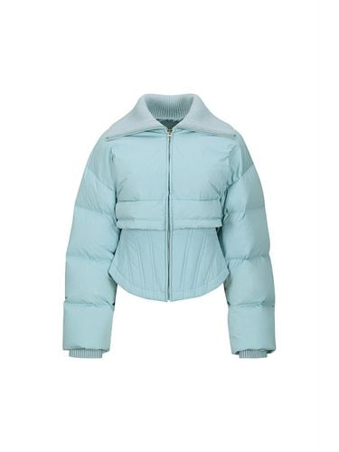 LAYERED CROPPED PUFFER JACKET (SKY BLUE) - YCH - Modalova