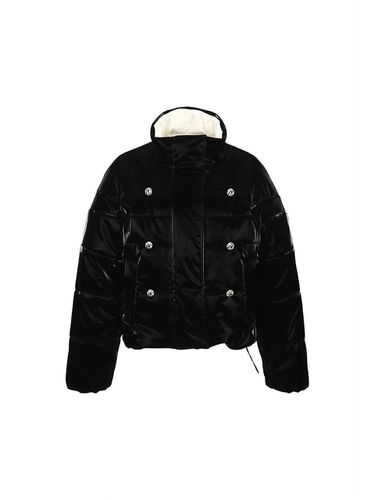 BUTTON DETAIL PUFFER JACKET (BLACK) - YCH - Modalova