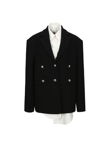 LAYERED TWO TONE JACKET (BLACK) - YCH - Modalova