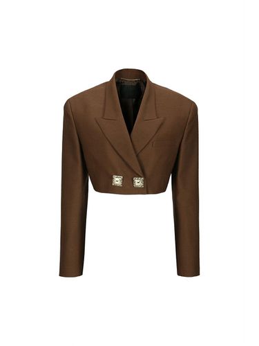 CROPPED WOOL BLEND JACKET (BROWN) - YCH - Modalova