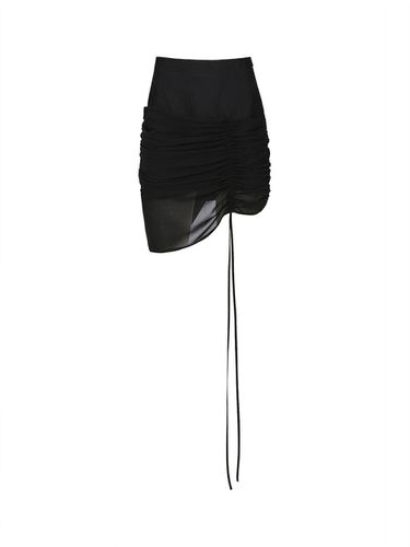 ASYMMETRIC RUCHED SKIRT (BLACK) - YCH - Modalova