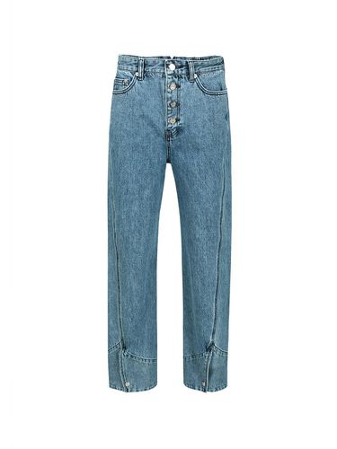 BUTTON FASTENING DENIM JEANS (BLUE) - YCH - Modalova