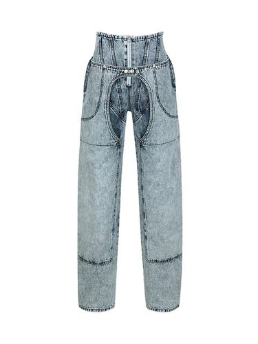 ZIP DETAIL LAYERED JEANS (SKY BLUE) - YCH - Modalova