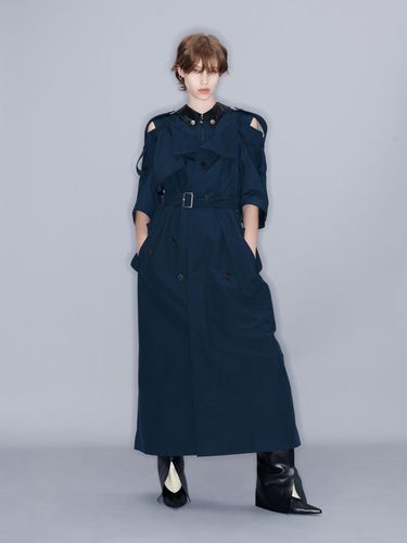 CUT OUT TRENCH COAT (NAVY) - YCH - Modalova