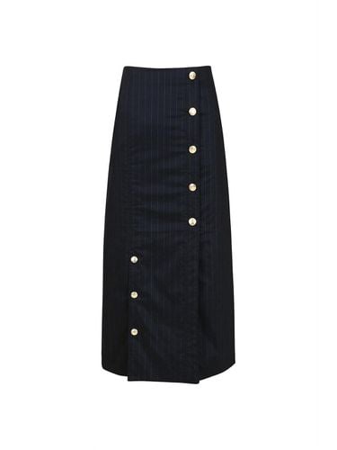 BUTTON MIDI SKIRT (NAVY) - YCH - Modalova