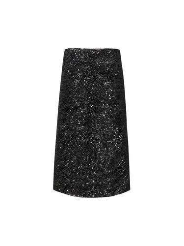 SEQUIN LONG LINE SKIRT (BLACK) - YCH - Modalova