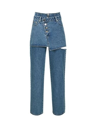 DOUBLE LAYERED CUT OUT JEANS (BLUE) - YCH - Modalova