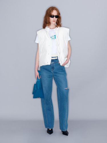 HIGH WAIST CUT OUT JEANS (BLUE) - YCH - Modalova