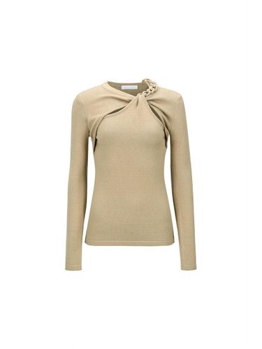 TWIST FRONT KNIT TOP (BEIGE) - YCH - Modalova