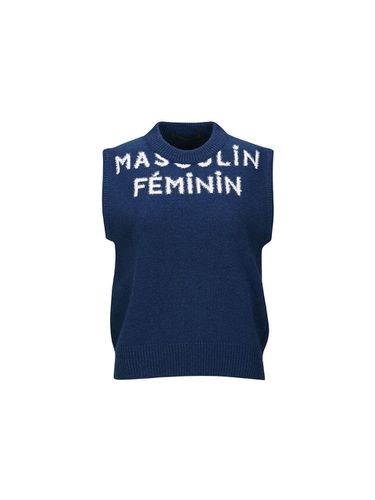 MASCULIN FEMININ PRINT KNITTED VEST (BLUE) - YCH - Modalova