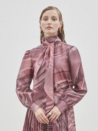 MARBLE TIE BLOUSE_WINE - Maison de Ines - Modalova