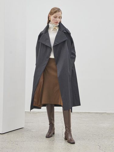 BELTED SINGLE TRENCH COAT_BLACK - Maison de Ines - Modalova