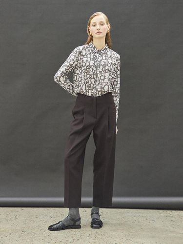 TWILL WOOL SLACKS_DEEP BROWN - Maison de Ines - Modalova