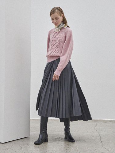 ASYMMETRICAL PLEATS SKIRT_GRAY - Maison de Ines - Modalova