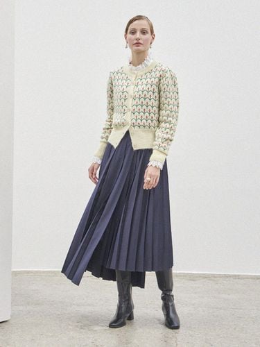 ASYMMETRICAL PLEATS SKIRT_NAVY - Maison de Ines - Modalova