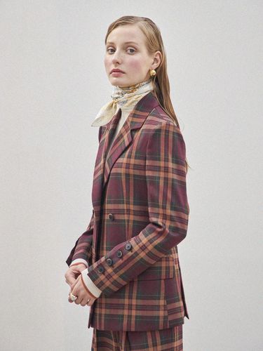 CHECK TAILORED JACKET_BURGUNDY CHECK - Maison de Ines - Modalova