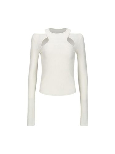 CUT OUT DETAIL LONG SLEEVE TOP_WHITE - YCH - Modalova