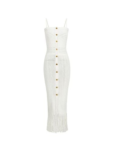 FRINGED LONG KNIT DRESS_WHITE - YCH - Modalova