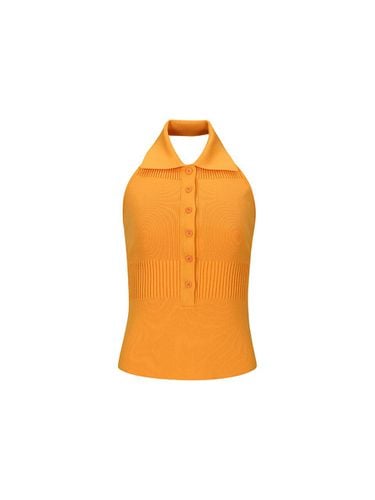 RIBBED HALTERNECK VEST TOP_ORANGE - YCH - Modalova