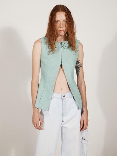 OPEN SIHOUETTE TAILORED VEST_MINT - YCH - Modalova