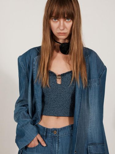 TWEED CROP VEST_NAVY - YCH - Modalova