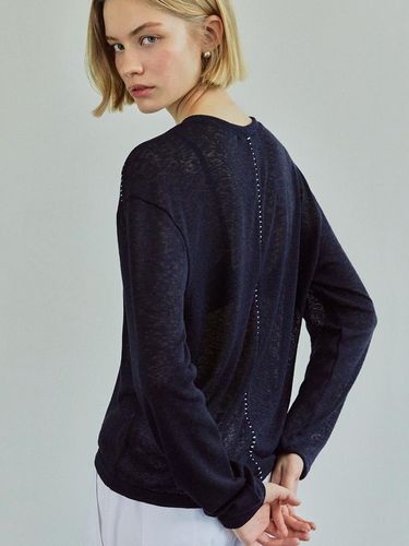 STITCHED V - NECK KNIT / NAVY - Ihr - Modalova