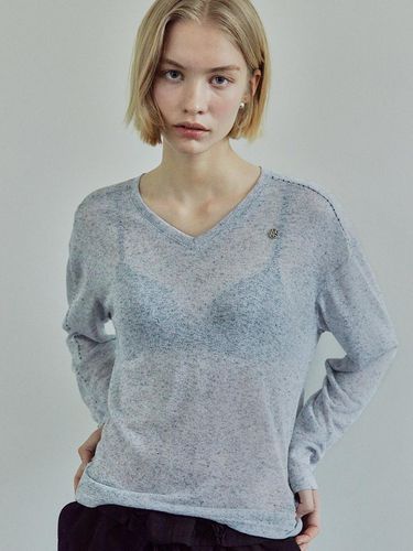 STITCHED V - NECK KNIT / BLUE GREY - Ihr - Modalova