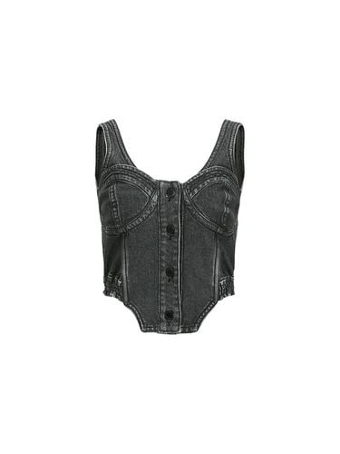 DENIM BUSTIER TOP_BLACK - YCH - Modalova