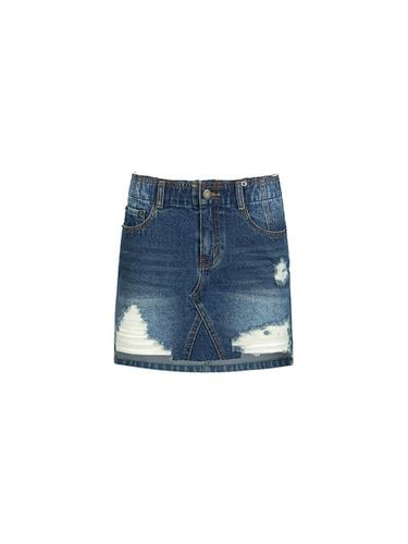 DISTRESSED DENIM SKIRTS_NAVY - YCH - Modalova