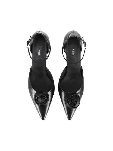 FLORAL APPLIQUE SLING BACK PUMPS_BLACK - YCH - Modalova