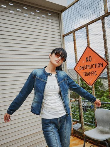 LUEUR] Rider-type denim jacket PQ3DJ961 - PLASTIC ISLAND - Modalova