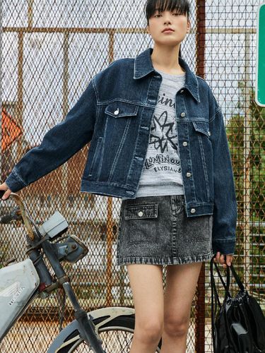 LUEUR] Collar denim jacket PQ3DJ963 - PLASTIC ISLAND - Modalova