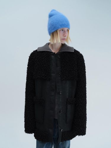 FUR SHEARLING COAT (black) - DIAGONAL - Modalova