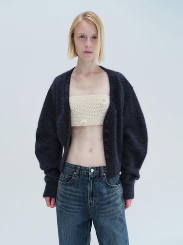 MOHAIR SILHOUETTE CARDIGAN (navy) - DIAGONAL - Modalova