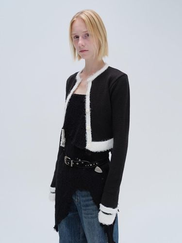 TRIMMED BOUCLE CARDIGAN (black) - DIAGONAL - Modalova