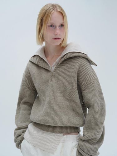 SAILOR HALF ZIP-UP KNITWEAR (brown) - DIAGONAL - Modalova