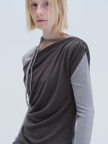 BRUSHED LAYERED TEE (grey) - DIAGONAL - Modalova