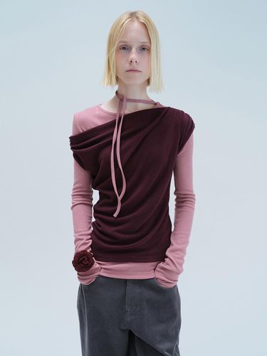 BRUSHED LAYERED TEE (pink) - DIAGONAL - Modalova