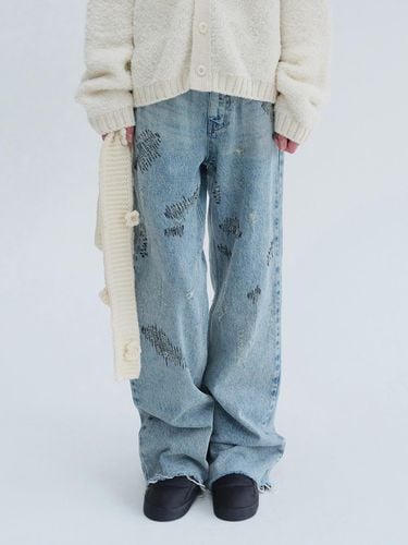 STITCHED DENIM PANTS (blue) - DIAGONAL - Modalova