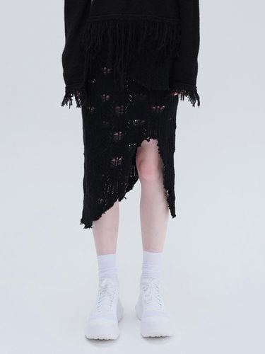 DAMAGE KNIT SKIRT (black) - DIAGONAL - Modalova