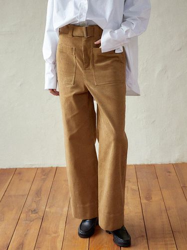 Cotton Wide Leg A-line Pants [Brown] - LARGO - Modalova