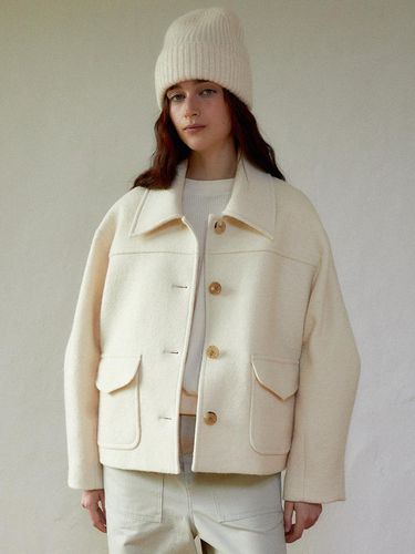 Alpaca Wool Blend Balloon Half Coat [Cream] - LARGO - Modalova