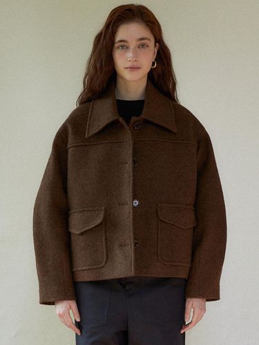 Alpaca Balloon Half Coat [Brown] - LARGO - Modalova