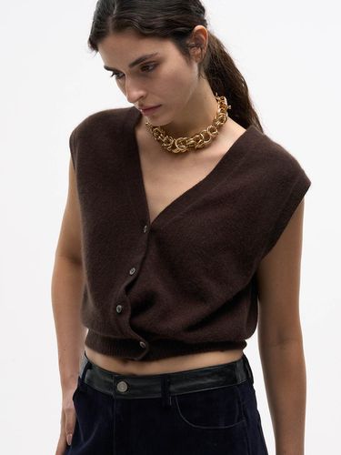 Wool Fur Cropped Regular Fit Vest [Brown] - MAGJAY - Modalova