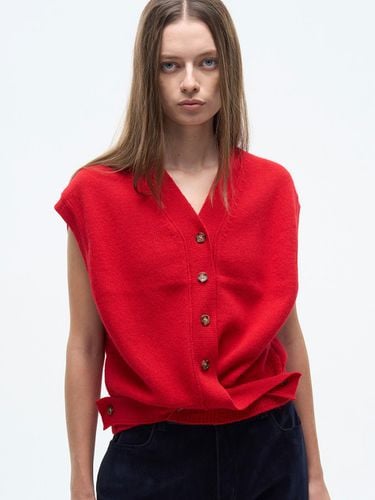 Wool button knit vest - red - MAGJAY - Modalova